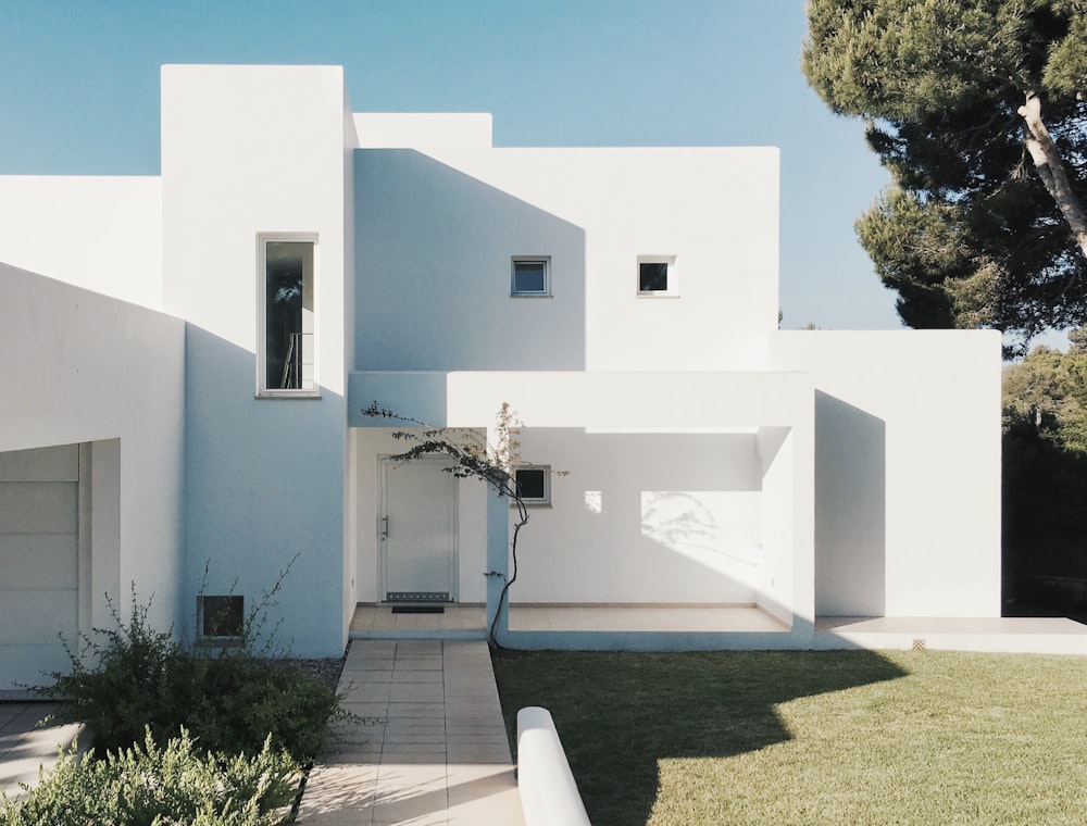 Modern home exterior at golden hour
